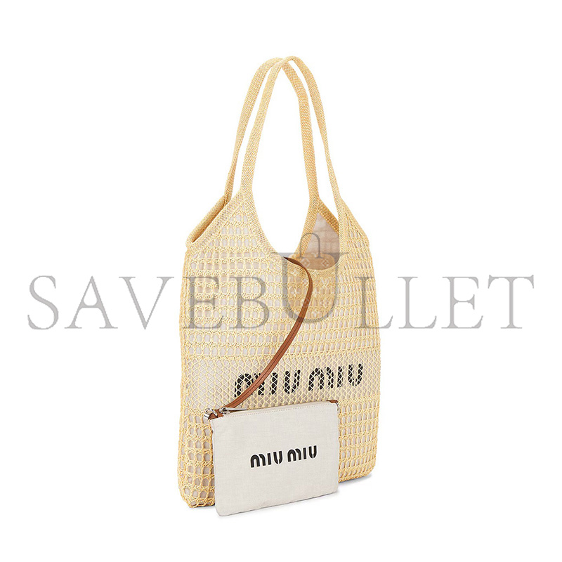 MIU MIU RAFFIA EFFECT LINEN LOGO IVY BAG 5BG231 (40*35cm)